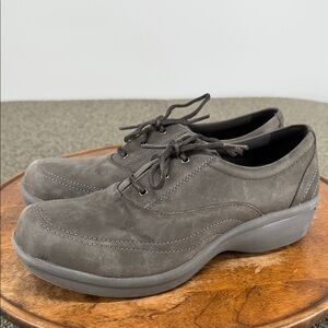 Worx Shoes Wm 8.5M Gray Leather Lace Up Safety Toe Work Oxford Sneaker